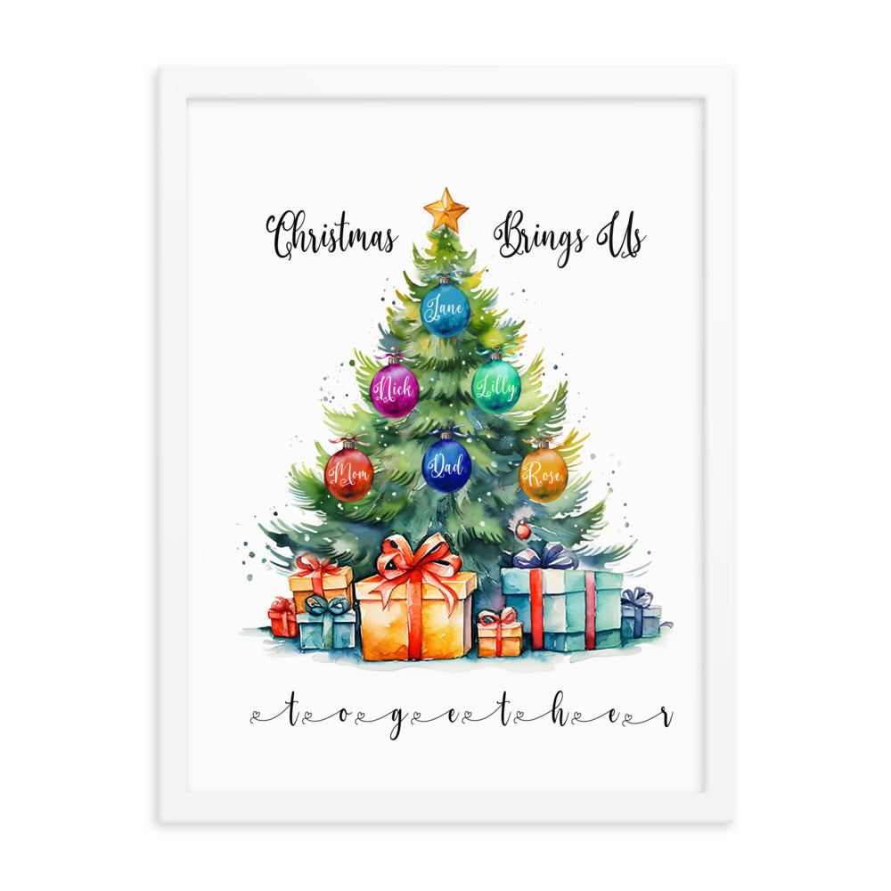 'Christmas Brings Us Together' custom framed print
