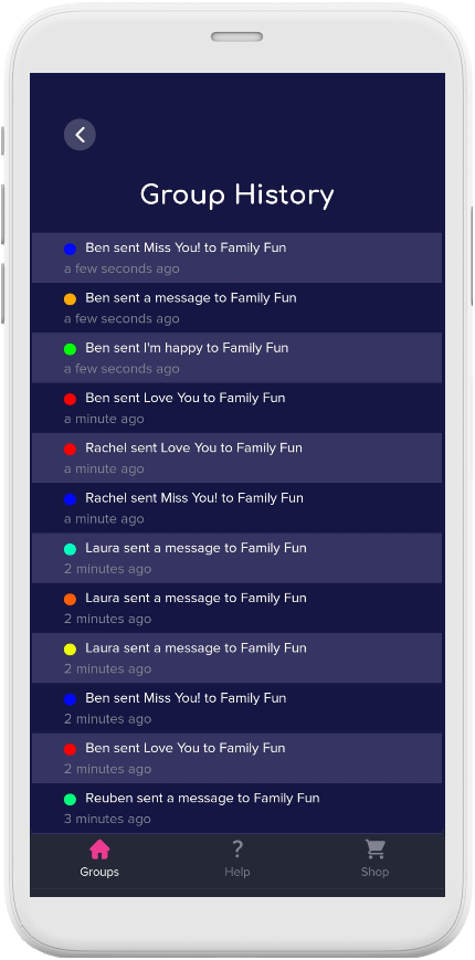 Group History in the LuvLink App