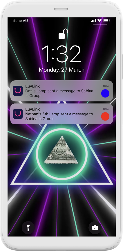 A LuvLink message arriving as a phone lock-screen notification