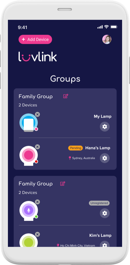 LuvLink Friendship Lamps App