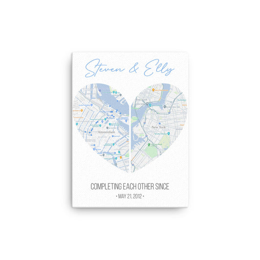 'Map of Love' custom canvas