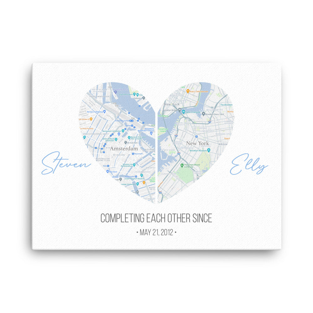 'Map of Love' custom canvas