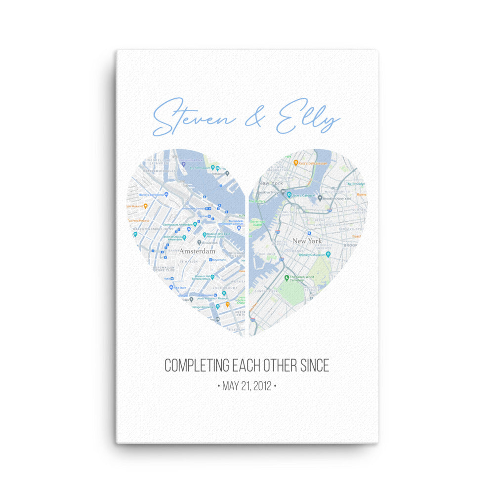 'Map of Love' custom canvas