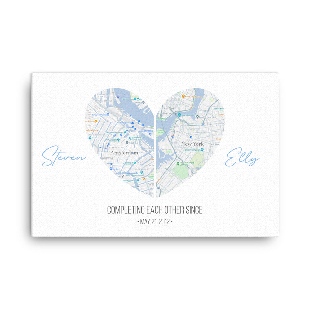 'Map of Love' custom canvas