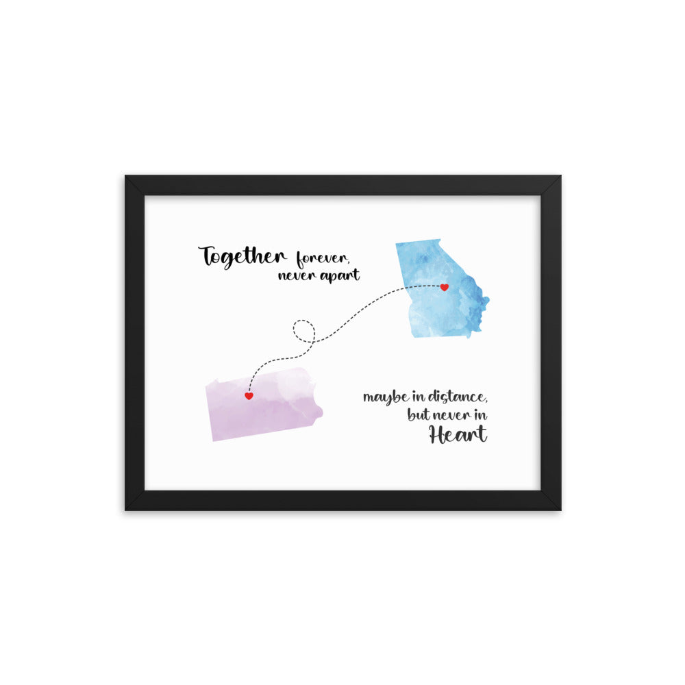 'Together forever never apart' custom framed print