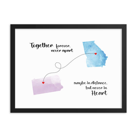 'Together forever never apart' custom framed print