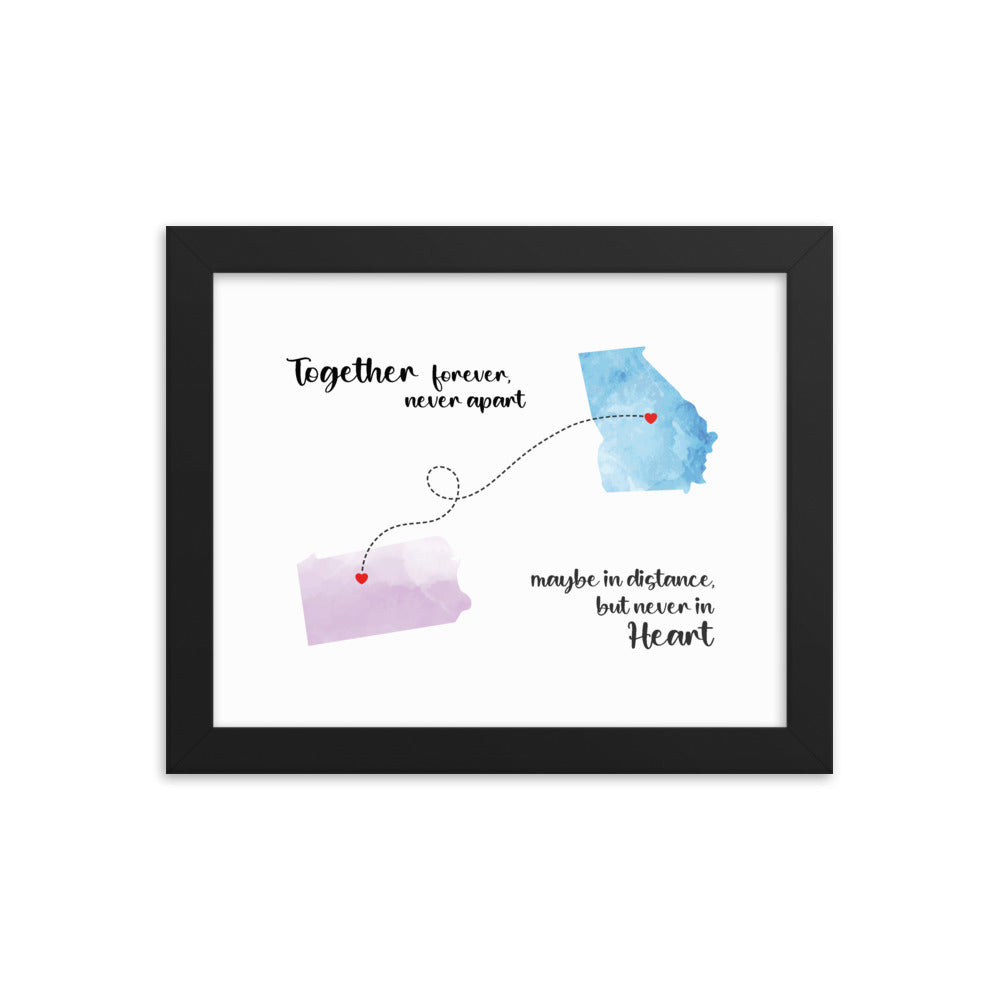 'Together forever never apart' custom framed print