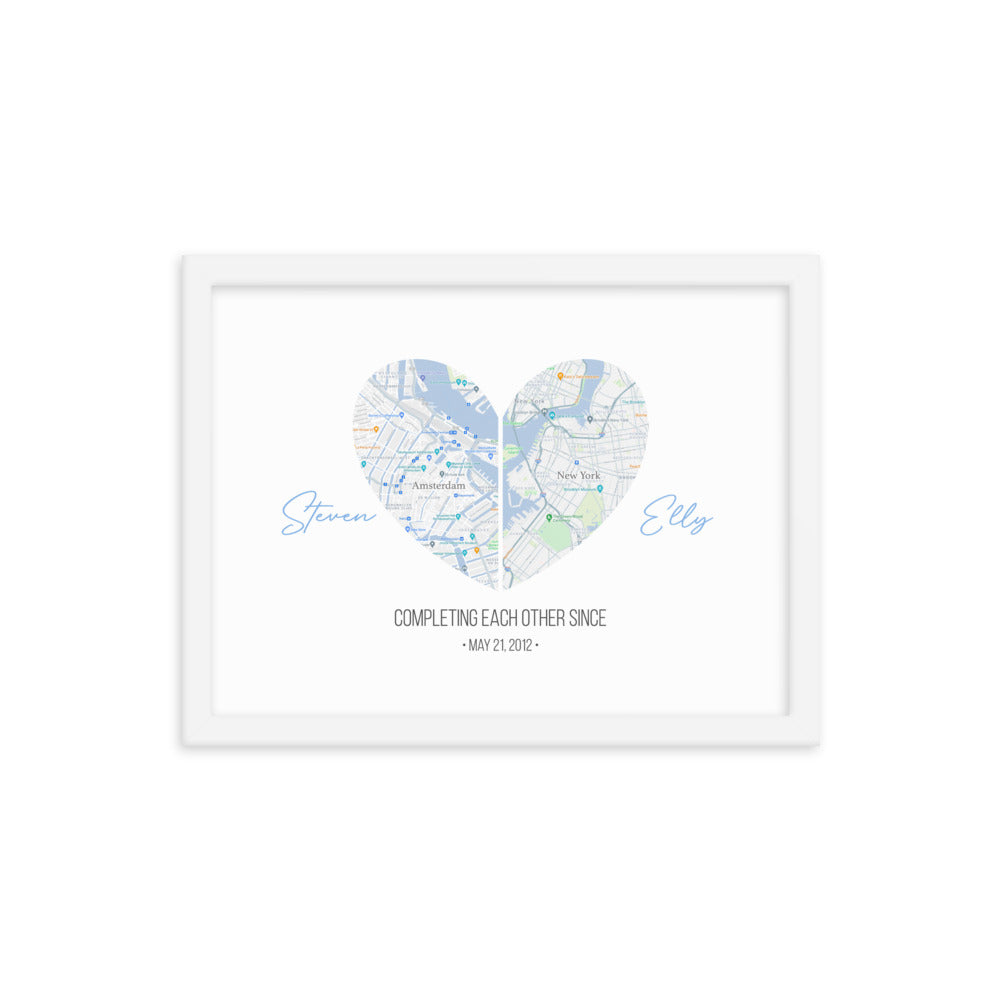 'Map of Love' custom framed print