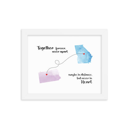 'Together forever never apart' custom framed print