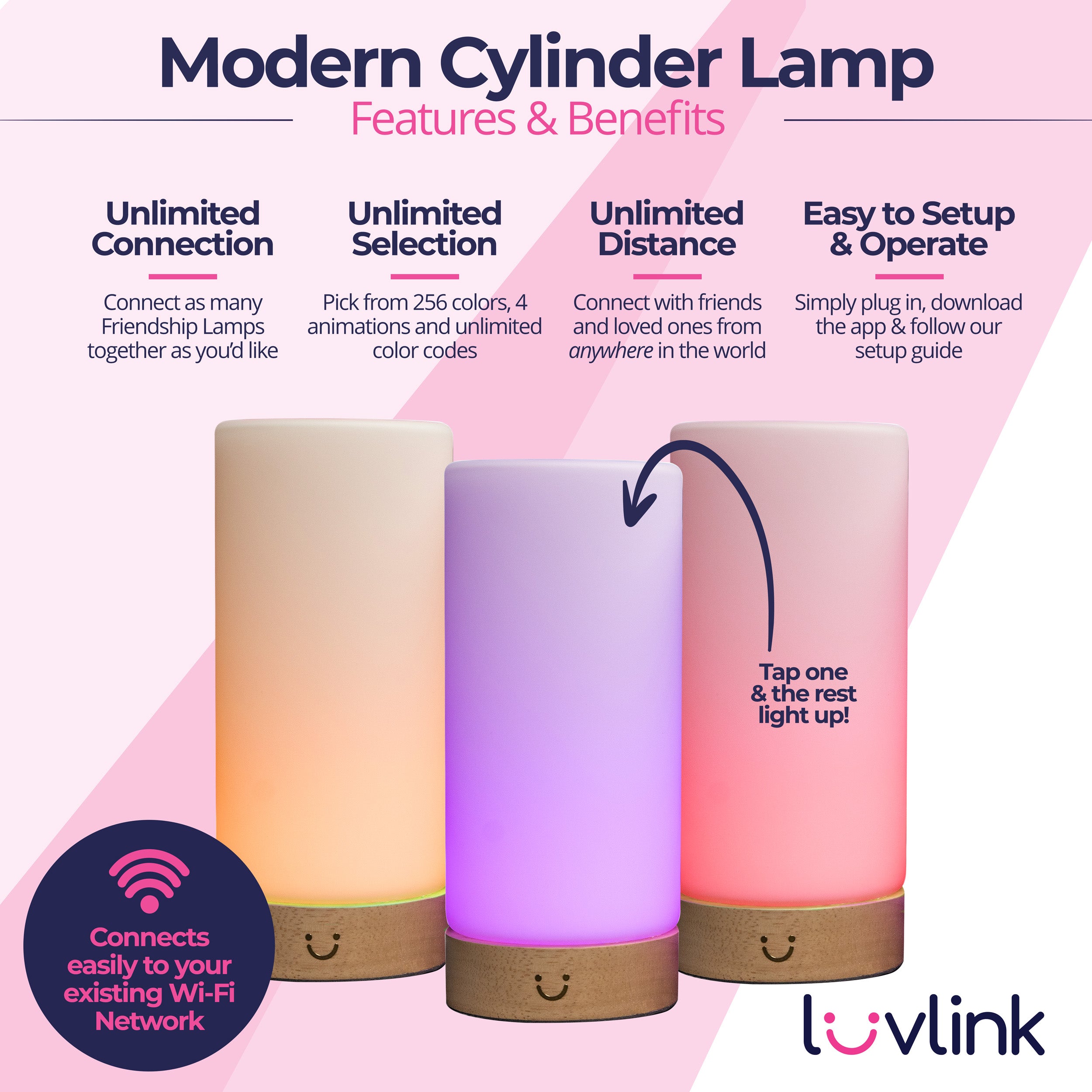 Modern Cylinder Friendship Lamp by LuvLink Long Distance Lamps